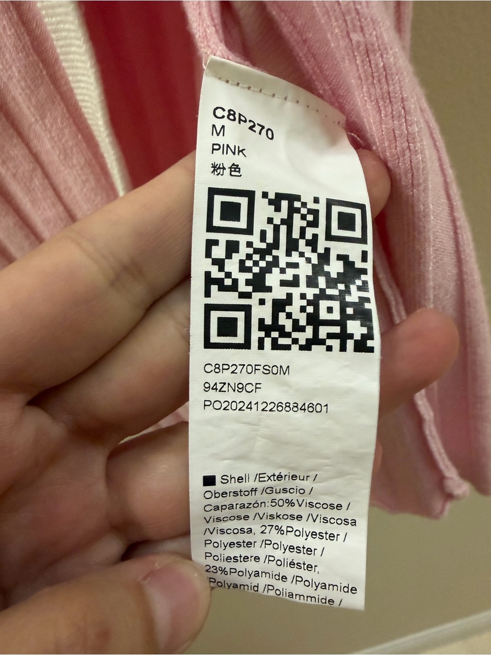 Pink Ribbed V-Neck Button Front Sleep Top - Picture 3 of 3